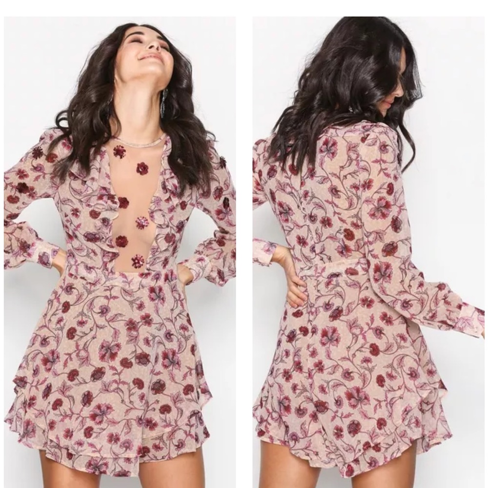 NEW For Love And Lemons Agnes Mini Dress Soft Rose